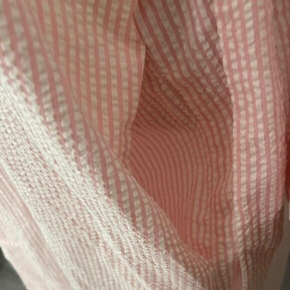 Bill Blass Seersucker Pink/White Women's Belted Robe Front Logo&2 Side Pockets - Picture 11 of 11